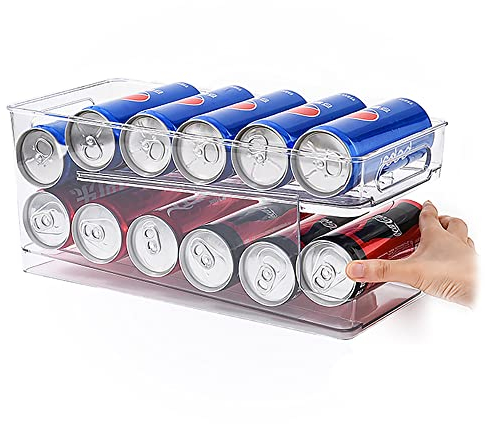 Mulaibdin Organizador y Dispensador de Latas Autopropulsado para Nevera, Frigorífico, Cocina, Despensa - Almacenamiento para Cerveza, Refresco (Clásico)