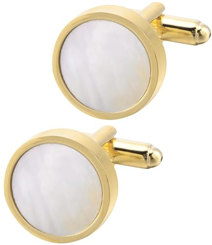 Jonwo Hemd Manschettenknöpfe und Gestüt für Herren Runden Männer Manschettenknöpfe Hemd Französischen Manschetten Tanzparty (Golden Manschettenknöpfe)