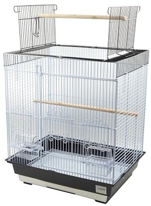 Jaula para pájaros con comederos Jaulas pájaros con Polo soporte46.5X36X70CM (SOY0145 Color Aleatorio)