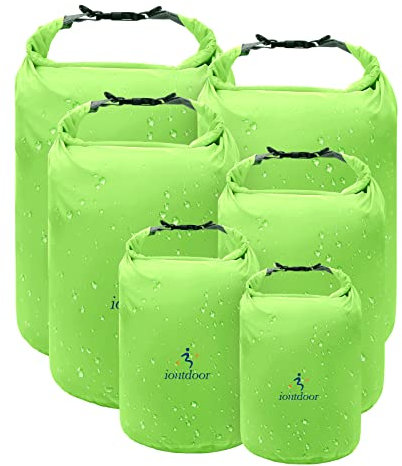 ioutdoor Dry Bag Set 2L + 5L + 10L + 20L+ 40L+ 70L Waterproof Small Lightweight Dry Bags for Paddle Board Kayaking Swimming Fishing Camping Hiking Home Storage(Green)
