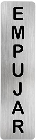 Becral® - Señal de acero inoxidable EMPUJAR | Placa puerta | Señal informativa | Cartel Puerta 200X50mm (ref.RD707071)