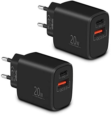 LUOSIKE USB C Ladegerät (2ST) für iPhone 16/15/14/13/12/11/Pro Max/SE/X/8/16e, 20W 2-Port USB C Adapter mit PD Netzteil/Stecker, Schnellladegerät für Samsung S25/S24/S23/S22, Google 9/8/7