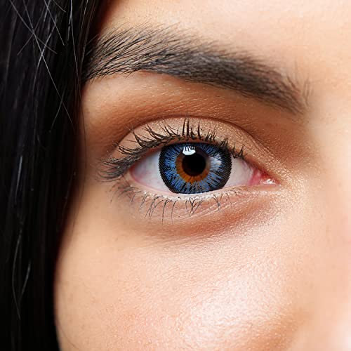 Kontaktlinsen farbig grau ohne Stärke | graue farbige Jahreslinsen | weiche Linsen soft Hydrogel | 2 Stück Farblinsen + Linsenbehälter | 0.0 Dioptrien | natürliche Farben | Serie Adore Gray