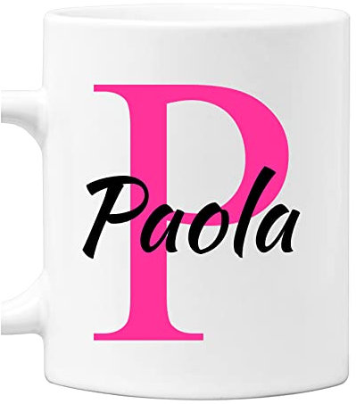 Colorfamily Tazza Mug PERSONALIZZABILE con Iniziale e Nome - Lettera P - 100% ceramica