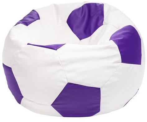 Ecopuf Football Sack XL - Spielkissen aus Kunstleder - Ideal für Fußballfans, Kinder - Sitzsack Wohnzimmer - Sitzpouf Samt - Gaming Stuhl Pouf Sack - 105x80cm, Violett E7