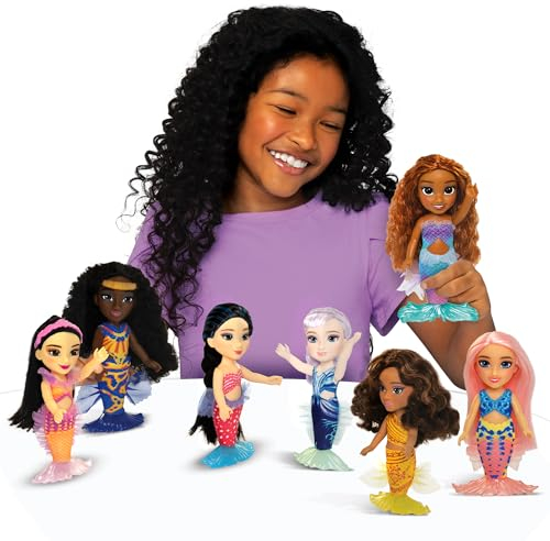 Disney Die kleine Meerjungfrau Arielle und Schwestern 7 kleine Puppen Geschenkset, Jede Puppe Wird mit Einer Muschelbürste geliefert, um Ihr weiches Haar für zusätzliches Spielen für Mädchen ab 3