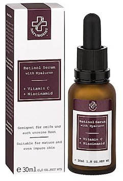 Hagina Cosmetics | Retinol Serum mit Hyaluron | Vitamin C und Niacinamid | Für reife und auch unreine Haut | Straffes und klares Hautbild | Vegan | 2 x 30 ml