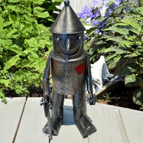 The Enchanted Garden Tin Man Decorazione da giardino per esterni Decorazioni da giardino Sculture statue all'aperto Arte del cortile del metallo