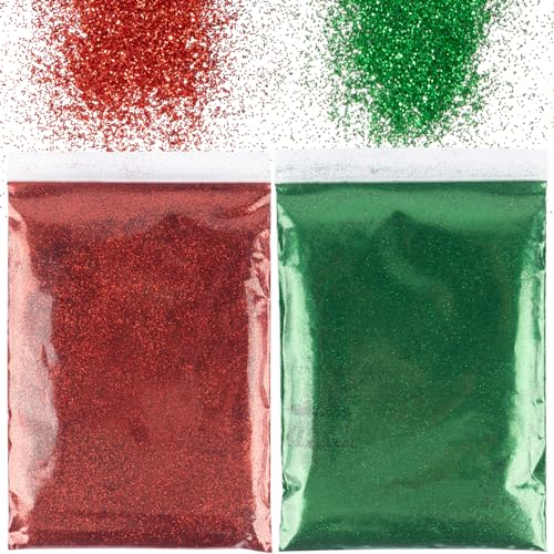 BETESSIN 100g Glitzer zum Basteln Rot Grün Glitzerpulver Weihnachten Basteln Glitter Pulver Glitzer Glitzerpuder für Nägel Gesicht Kartenbasteln Handwerk Nagelkunst