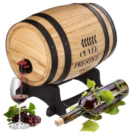 Avilia Holzfass-Verteiler 5,5 l Weinhalter für den Boden – Fässer aus Holz für Möbel mit Wasserhahn, eleganter Vintage-Stil