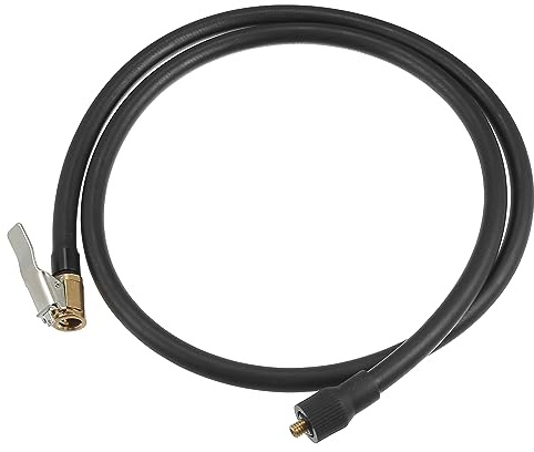 QUARKZMAN 100cm Tubo Estensione per Gonfiatore Pneumatico Flessibile Auto | Oro, Argento, Gomma, Metallo, 100cm, M6x1.0, 8mm, Blocco Della Pressione Del Pollice, Non Adatto Per Biciclette Moto