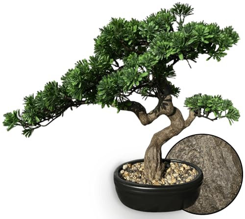 Permaplants Künstlicher Bonsai-Baum, 40,6 cm hoch, mit realistischem Holz und Keramiktopf, künstliche Pflanzen, Wacholder, Kiefer, Zen, Kunstpflanzen für Zuhause, Schlafzimmer, Büro, Badezimmer,