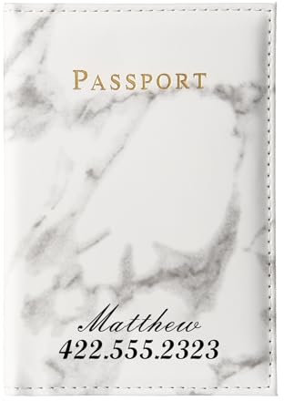 Jeweidea PU-Leder Reisepasshülle für Damen Herren Personalisiert Namen Passport Hülle Reisepass Tasche Travel Organizer für Familien Kreditkarten Ausweis Reisedokumententasche Reise zubehör