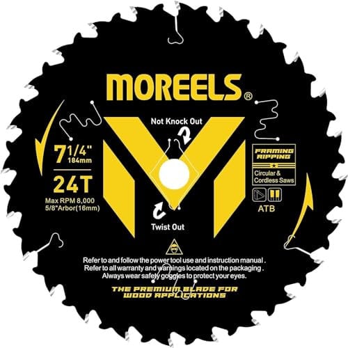 190mm x 16mm Circular Saw Blade - Diamond Bore/Twist Out Bore - Worm Drive Style - 24T