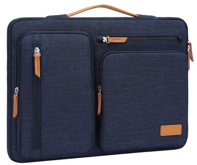 MOSISO 360 Protective Laptop Case 13.3 inch, 13-13.3 inch Laptop Sleeve Compatible with MacBook Air/Pro 13/Pro 14, HP Dell Acer ASUS, Side Open Carrying Case with 4 Zipper Pockets&Handle, Navy Blue