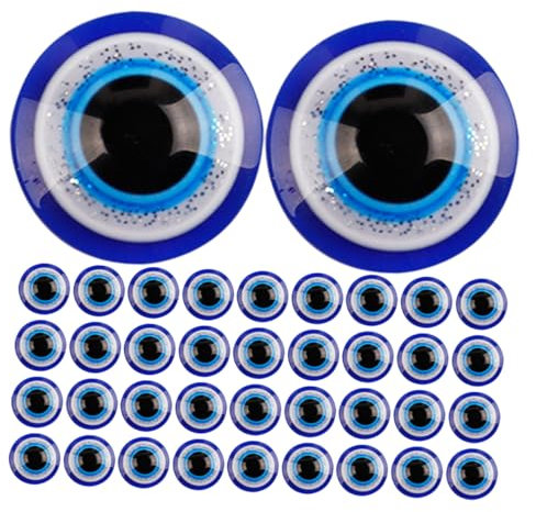 DIKACA 100pcs Devil's Eye Patch Earrings Beads Flat Evil Eye Beads Turkish Evil Eye Beads DIY Jewelry Making Supplies Evil Eye Embellishment Tile Devil Eye Taste Resin Scattered Beads