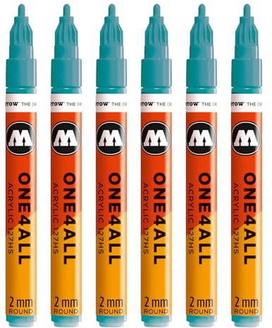 Molotow One4All 127HS Acryl Marker (2,0 mm Strichstärke, hochdeckend und permanent, schnell trocknend, nachfüllbar, für fast alle Untergründe) 6 Stück Farbe 254 olympiablau