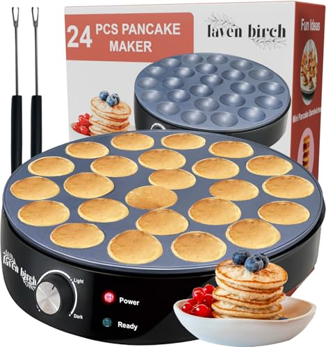 24 PCS Pancake Makers Electric Dutch Pancake Griddle Non-Stick Adjustable Pan Multipurpose Easy Simple for Home and Restaurants Perfect for Breakfast and Desserts