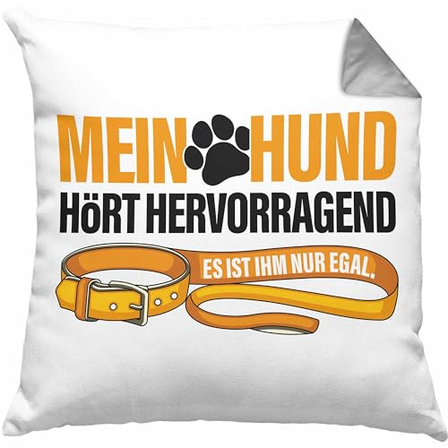Trendation Kissen mit Füllung 40x40 Hundeliebhaber Hundemama Hundepapa Hund Spruch Geschenk (Grau)