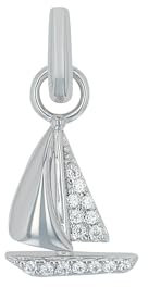 Amor Charm 925 Sterling Silber Damen Charms, mit Zirkonia synth., 2 cm, Weiß, Boot, Kommt in Schmuck Geschenk Box, 2038488