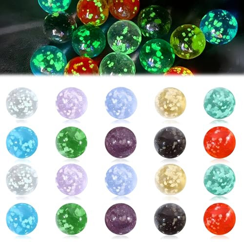 yeemeen Glasmurmeln, 20Pcs Glasmurmeln im Dunkeln Leuchten, Murmeln Kinder für Murmelspiel Kinder, Marmorbahn-Spiel, Heimdekoration, Glasmurmeln Bunt für Jungen und Mädche