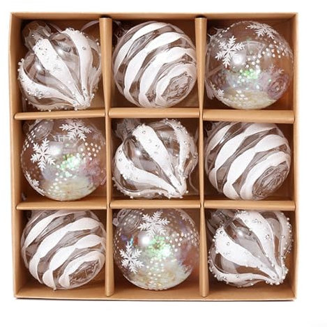 Hängende Weihnachtskugeln, 80 mm, glitzernde Weihnachtsbaum-Anhänger, dekorative hängende Weihnachtskugeln, Kugeln, Ornament-Set für Weihnachten, Urlaub, Party-Dekorationen (weiß)