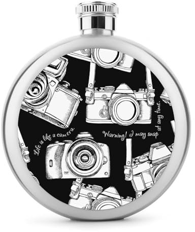 Edelstahl Flachmann Kamera Whiskeyflasche Schnapsflasche Hip Flask Für Whiskey Rum Wodka 9x9cm