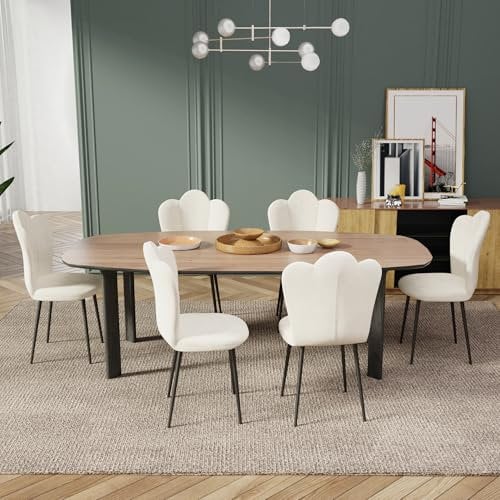 Chleby 6er Esszimmerstühleaus Beige aus Samt, Esszimmer stühle mit Gepolstertem Sitz und Metallbeinen, Esszimmerstuhl mit Rückenlehne für Esszimmer, Wohnzimmer, Schlafzimmer, Küche, Beige