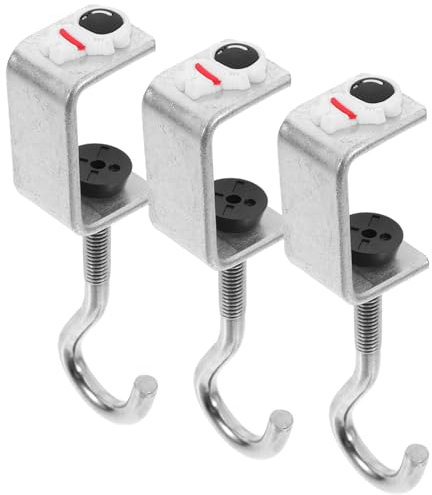 GLEAVI 3pcs Schoolbag Hook Swivel Hooks Desk Hook Desk Mounting Hook for Backpack Desk Mounting Hook for Handbag Clamp-on Bag Hook for Table Desk Mount Hook for Bag Silver Iron