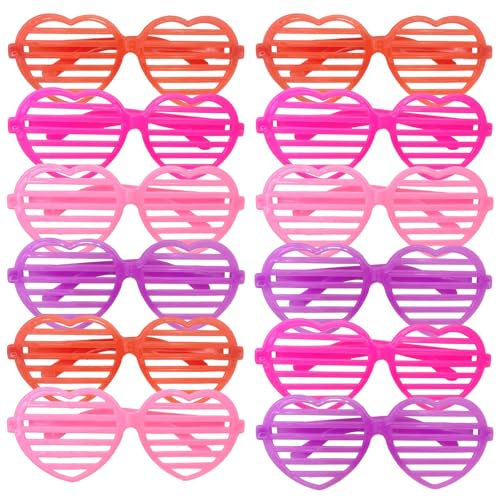 12pcs Shutter Shades Brille,6 Farben Shutter Brille 80er Shutter Mode Neon Farbe Shutter Shades Brille für Fotozubehör,Partygeschenke,80er Party,Fasching,Halloween Party