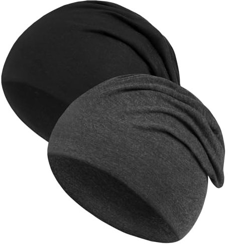 Kavya Dünne Mütze Herren Damen, Leichte Sommermützen Damen Herren 2 Pcs Weich Beanie Skull Cap Chemo Kopfbedeckung Damen Unisex Frühling Sommer und Herbst Winter