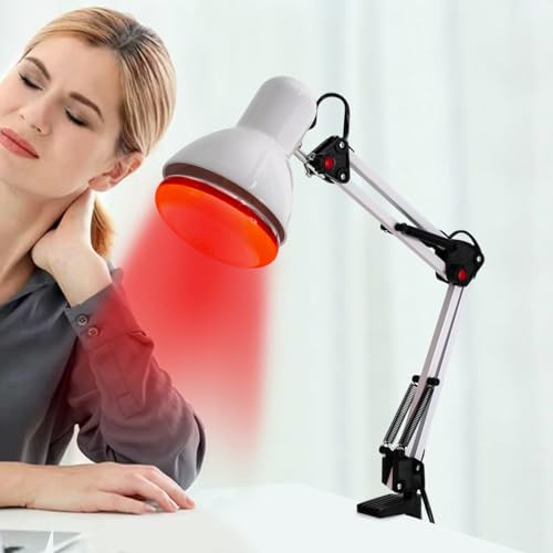 YEITBY Infrarotlampe Wärmelampe, Clip-Infrarot-Physiotherapie-Lampe, 150W Rotlicht-Strahler, Klappbar Infrarot-Lichttherapie, für Rücken, Nacken, Schultern, Knie, Hände und Gelenke