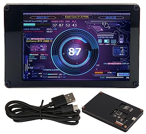 Computer-RAM-, Temperaturanzeige, USB-Bildschirm für PC-CPU, GPU, RAM-Nutzungsrate. Horizontale und Vertikale Umschaltung, Stufenlose Helligkeitsanpassung, Auto-Off-Funktion