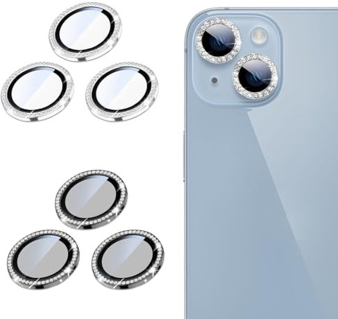 CULEO Protezioni per gli obiettivi dei telefoni cellulari,6 protezioni per obiettivo fotocamera per iPhone 14/14 Plus, lucide, che non influiscono sulle riprese notturne, ad alta definizione e chiare