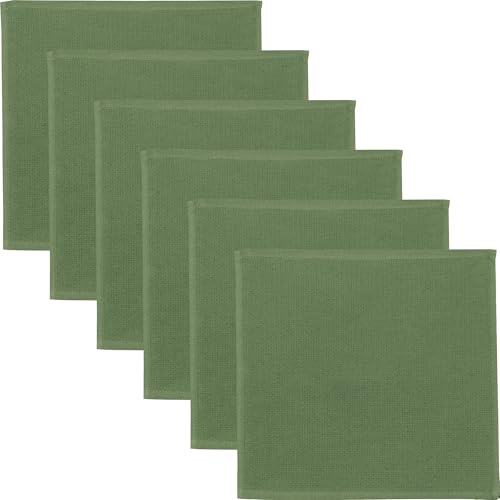 Erwin Müller Reinigungstuch, Putztuch, Putzlappen, Spültuch 6er-Pack oliv Größe 25x25 cm - 100% Baumwolle, zum Spülen oder Staubwischen, robust und langlebig, mit Frottierseite