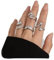 FloralGrace 4 Stück Ring Set Silber Damen, Silber Stapelbare Statement Ringe, Einstellbare Ringe Für Verlobung, Schicke Silberringe Für Damen Elegant Und Zeitlos