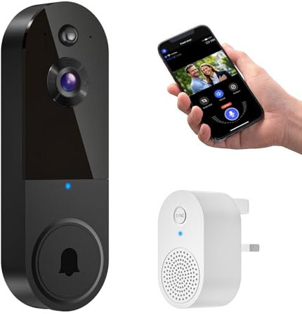 FameVibe 1080P Wireless Video Doorbell Camera, Smart AI Human Detection, Night Vision, 2-Way Audio, Battery Powered, Cloud Storage, 2.4G WiFi, Indoor Outdoor Surveillance