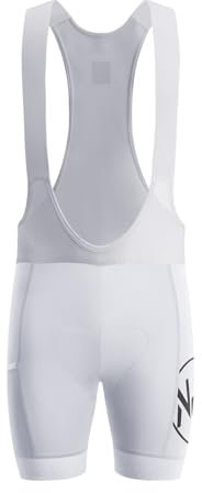 NUCKILY Herren Wettkampf-Trägerhose, 4D gepolsterte Profi-Team-Rad-Trägerhose mit Tasche für Straßen- und Schotter-Radfahren, Weiß M