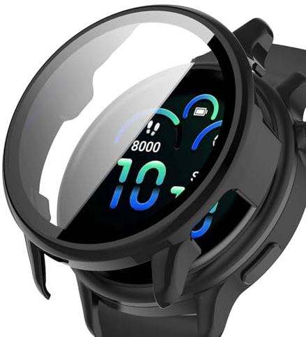 YealRed Hülle für Garmin Vívoactive 6, Harte PC Hülle (Schwarz) | mit Displayschutz Aus Gehärtetem Glas für Garmin Vívoactive 6, Rundumschutz, Kratzfest Und Stoßdämpfende Schutzhülle