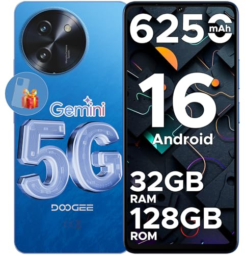 DOOGEE Note 59 Android 16 Mobile Phones, 5G smartphone with Gemini AI, 120Hz, 6250mAh, 6.75 HD+ Android Phone, 32GB+128GB/2TB, Dual SIM Free Unlocked Mobile Phone, Widevine L1, Face ID/BT5.0/OTG/NFC