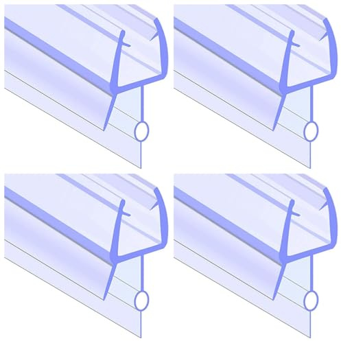 Bodendichtung für Duschtüren, 35 cm, transparent, PVC-Dichtungsstreifen für rahmenlose Glastüren, wasserdicht (4 mm), 4 Stück, 4 mm