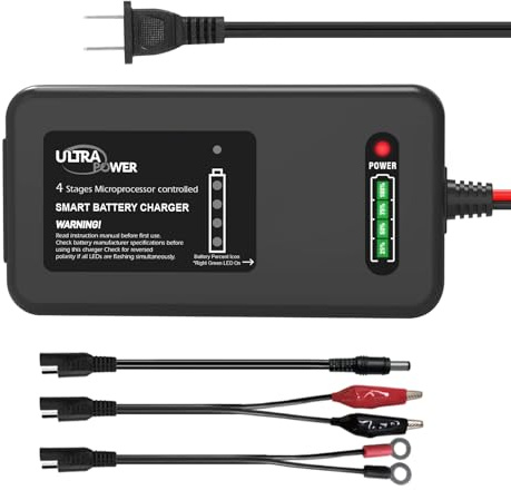 ULTRAPOWER Upgraded 12-14.6V LiFePO4 Battery Charger,4A Smart Lithium Battery Charger and Maintainer for Cars,Motocycles,Golf Trolley,UAV,Fishing Boat and Lithium Deep Cycle Batteries(ETL Listed)