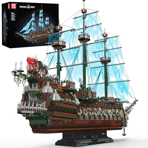 Mould King 13218 Pirate Ship Building Blocks Sets, 6849 Pieces Ghost Ship Flying Dutchman Model Kit, Display Decoration Pirate Boat Model Sets, Collectible Construction Toys Gift for Teen Adult