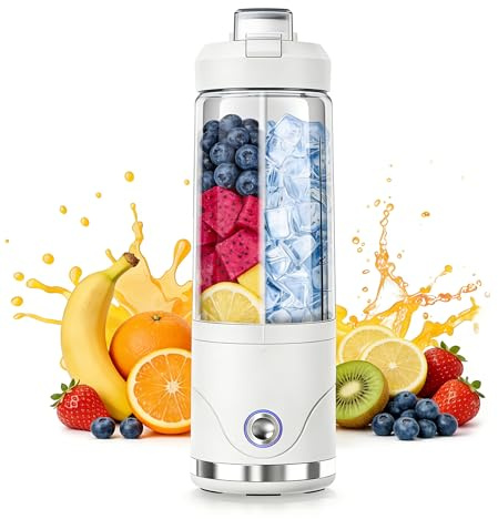 Mixeur Portable et Smoothie Maker, Mixeur Électrique de 650ml Smoothie Maker, 2 Modes de Mixage et Batterie de 4000 mAh Blender Portable, Récipient Amovible, Rechargeable via USB-C pour Smoothies, Ice