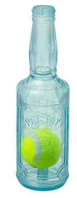 Gorger Squeaky Bottle Dog Chew Toy, TPR Rubber, Blue, with Tennis Ball, 20cm, Bite-Resistant, Gentle on Teeth
