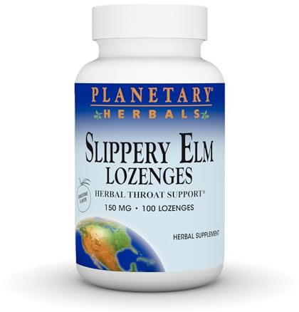 Planetary Herbals Slippery Elm Tangerine Lozenges, Herbal Throat Support, 100 Lozenge