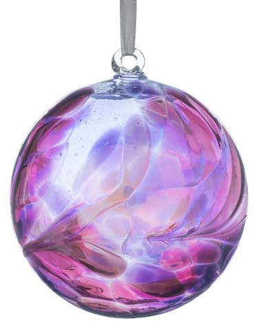 Sienna Glass 10cm Friendship Ball – Handcrafted Amethyst Purple Glass Ornament – Gift Boxed Hanging Decoration – Unique Handmade Keepsake for Birthdays, Home, Garden