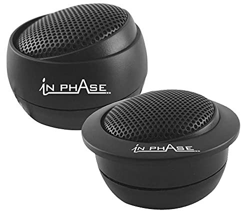 In Phase Car Audio SXT1 Speaker - 1/2 Inch 200W PEI Silk Dome Tweeter (2 x Speakers),Black