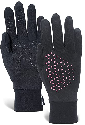 TrailHeads Laufhandschuhe Leichte Handschuhe mit Touchscreen-Funktion | Die Elemente - schwarz/rosa reflektierend (klein)