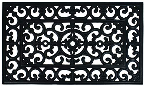 Dandy by William Armes, Wrought Iron Effect Rubber Door Mat Heavy Duty Non Slip, Black, 75 x 45